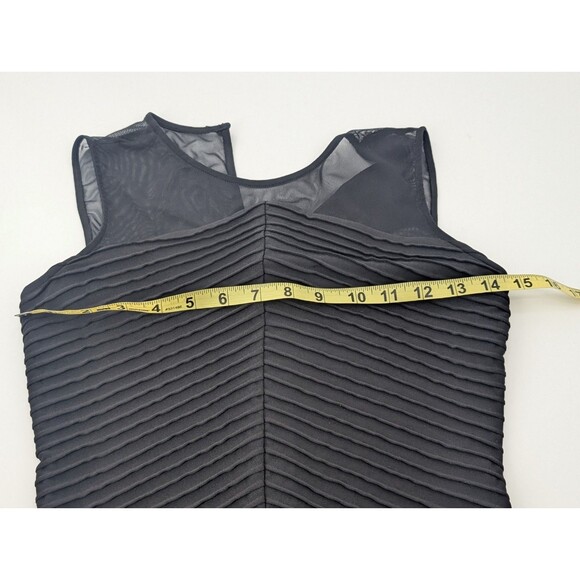 Calvin Klein Black Sheath Ribbed Mesh Sleeveless Bodycon Midi Dress Size 2 - Picture 4 of 8